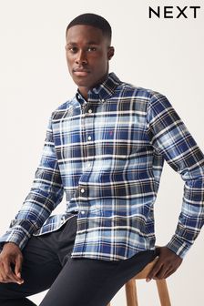 Blue - Check Long Sleeve Oxford Shirt (597314) | kr520