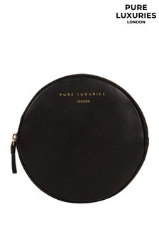 Pure Luxuries London Black Oakwood Leather Coin Purse