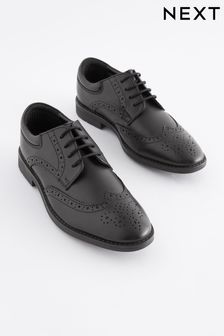أسود - حذاء مدرسي جلد بنقوش مخرمة (597777) | 168 ر.ق - 228 ر.ق