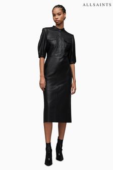 AllSaints Black Leather Jackie Dress (597907) | OMR134