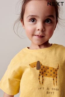 Amarillo con perro - Camiseta de manga corta (3 meses-7 años) (598007) | 10 € - 12 €