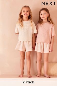 Pink/Cream Short Pyjamas 2 Pack (9mths-16yrs) (598042) | KRW34,200 - KRW55,500