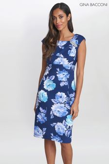 Gina Bacconi Blue Magda Printed Shift Dress With Trim (598159) | NT$8,860