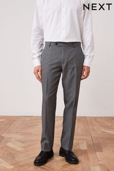 Grey Slim Fit Machine Washable Plain Front Trousers (598273) | OMR9