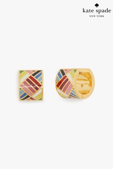 kate spade new york Gold Tone Enamel Huggies Earrings (598614) | $154