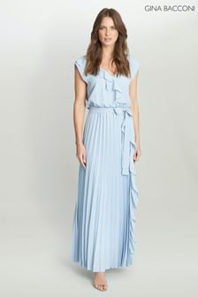 Gina Bacconi Blue Caprice Maxi Dress With Frill Detail And Pleat Skirt (599191) | DKK665