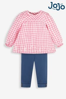 Conjunto de blusa de cuadros con bordado de ratón y leggings para niña de Jojo Maman Bébé (599382) | 45 €
