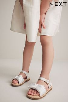 White Wide Fit (G) Satin Bridesmaid Bow Sandals (599397) | 79 QAR - 99 QAR