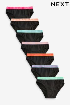 Black Bright Elastic Bikini Briefs 7 Pack (5-16yrs) (599535) | €16 - €21