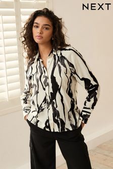 Monochrome Abstract Print Button Through Shirt With Hardwear Buttons (599585) | EGP760