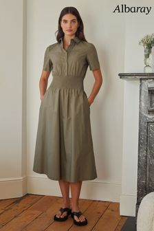 Albaray Natural Organic Cotton Shirred Waist Shirt Dress (599612) | 148 €