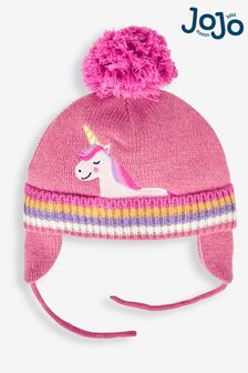 JoJo Maman Bébé Pink Girls' Unicorn Appliqué Hat (599705) | €26