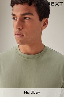 ירוק מרווה - גזרה רגילה - חולצת טי של בייסיק עם צווארון מעוגל (599708) | ‏28 ‏₪