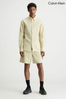 Calvin Klein Cream Logo Linen Shorts (599715) | 421 QAR