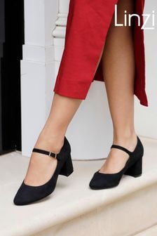 Linzi Black Madeline Court Heel with Block Heels (5Q9176) | $55