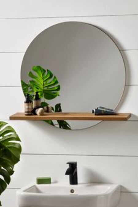 Bronx Natural Wall Mirror with Shelf (600642) | OMR32