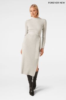 Grey - Forever New Lily Rib Column Knit Dress (600815) | kr1 740
