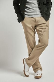 Stone Brown Linen Blend Drawstring Trousers (601058) | 9 BD