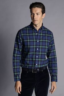Charles Tyrwhitt Green Multi Check Brushed Flannel Slim Fit Shirt (601168) | LEI 418