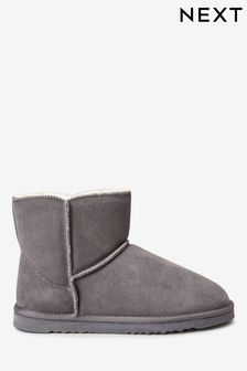 Grey Suede Slipper Boots (601195) | 12 BD