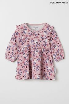 Różowa sukienka Polarn O Pyret z bawełny organicznej z kwiatowym wzorem (602181) | 110 zł