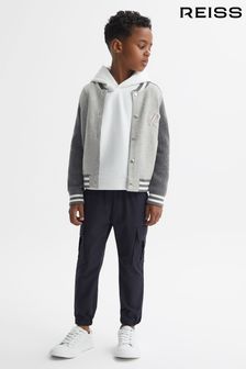 Reiss Soft Grey Belsize Cotton Blend Varsity Bomber Jacket (602192) | €85