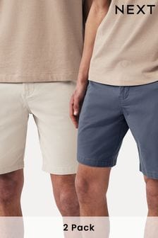 Blue/Bone Slim Fit Stretch Chinos Shorts 2 Pack (602195) | $56