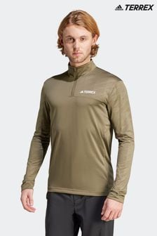 adidas Terrex Khaki Green Half Zip Long Sleeve Fleece (602389) | SGD 116