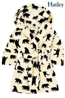 Hatley Kinder Fleece-Bademantel mit schwarzem Bärenmuster, Naturfarben (603179) | 47 €