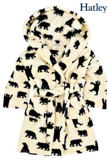 Hatley Black Bears on Natural Kids Fleece Dressing Gown