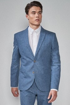 Navy Blue Jacket Linen Blend Skinny Fit Suit (603200) | 16 €