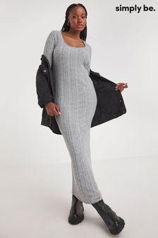 Simply Be Grey Scoop Neck Rib Maxi Dress (603399) | AED88