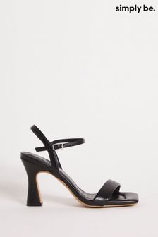 Simply Be Minimalistische Sandalen in extraweiter Passform mit ausgestelltem Absatz, Schwarz (603578) | 43 €