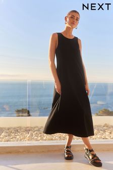 أسود - فستان جيرسيه بدون أكمام (603595) | 144 ر.س