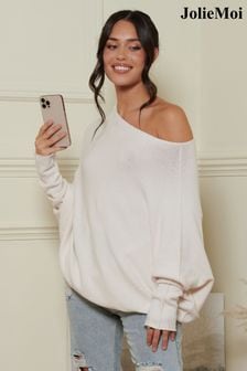 Jolie Moi Cream Oversize Asymmetric Knitted Jumper (603810) | €58