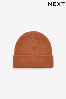 Rust Brown Flat Knit Beanie Hat (3mths-16yrs) (603817) | SGD 7 - SGD 15