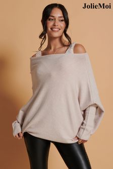 Jolie Moi裸色超大版型不對稱針織套衫 (603932) | NT$2,100