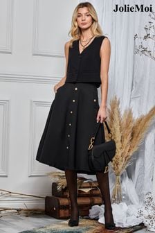 Jolie Moi Black A-Line Midi Skirt (603973) | $119