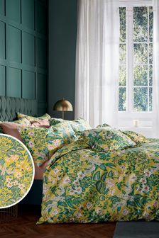 طقم غطاء لحاف وغطاء وسادة بطبعة زهور بلون أصفر من Amanda Holden