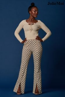 Jolie Moi Brown Split Hem Flared Trousers (604149) | kr1 100