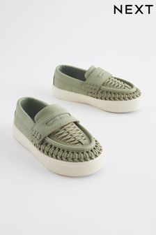 Sage Green Standard Fit (F) Woven Loafers (604221) | kr360 - kr430