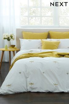 White Embroidered Bugs Duvet Cover and Pillowcase Set (604223) | $59 - $103