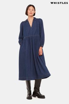 Whistles Blue Rina Trapeze Dress (604350) | €211
