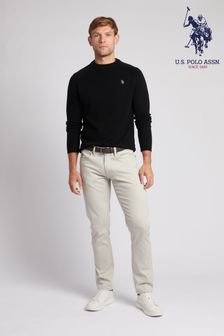 Czarny dzianinowy sweter męski U.S. Polo Assn. z okrągłym dekoltem (604984) | 380 zł
