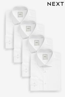 أبيض - حزمة من 4 قمصان بأساور كم فردية سهلة العناية (605031) | 297 ر.ق
