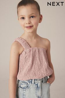 Pink One Shoulder Texture Bubble Top (3-16yrs) (605171) | SGD 15 - SGD 24