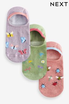 Flowers/Bees/Butterflies Sparkle Invisible Socks 3 Pack (605197) | kr128