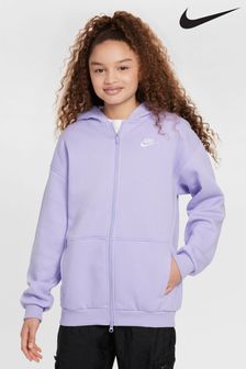 Nike Purple Oversized Club Fleece Zip Through Hoodie (605260) | kr584