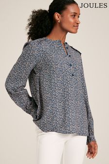Joules Emsley Blue Floral Long Sleeve Blouse (605296) | ₪ 251