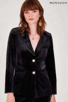 Черная однобортная бархатная куртка Monsoon Verity (605976) | €59